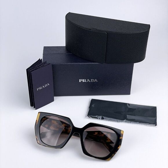 NEW Prada PR15WS 3890A7 Black Tortoise Dark Gray Gradient Square Women Sunglasse main image 6